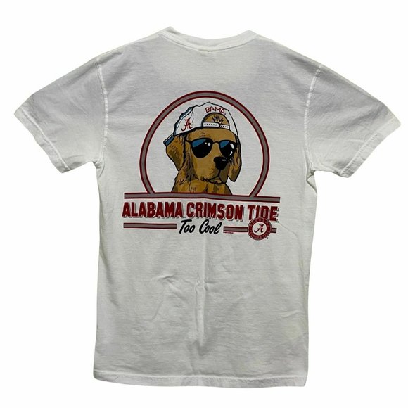 Alabama Crimson Tide T-Shirt Comfort Colors Tee Dog In Sunglasses Too Cool - Picture 2 of 5